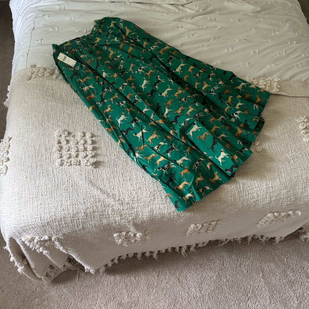 Anthropologie Maeve Green Dog Print Maxi Skirt